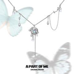 Beyond the Cocoon 18k Platinum Plating Butterfly Moon Stone Necklaces™