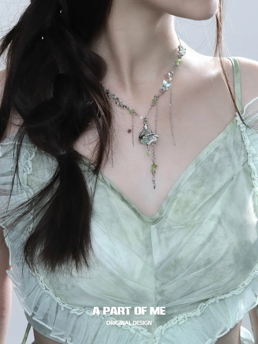 Beyond the Cocoon 18k Platinum Plating Moon Stone Butterfly Pendant Necklaces™