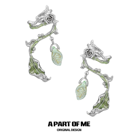 Beyond the Cocoon 18k Platinum Plating Moon Stone Rose Ear Hook Ear Clips™