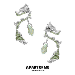 Beyond the Cocoon 18k Platinum Plating Moon Stone Rose Ear Hook Ear Clips™