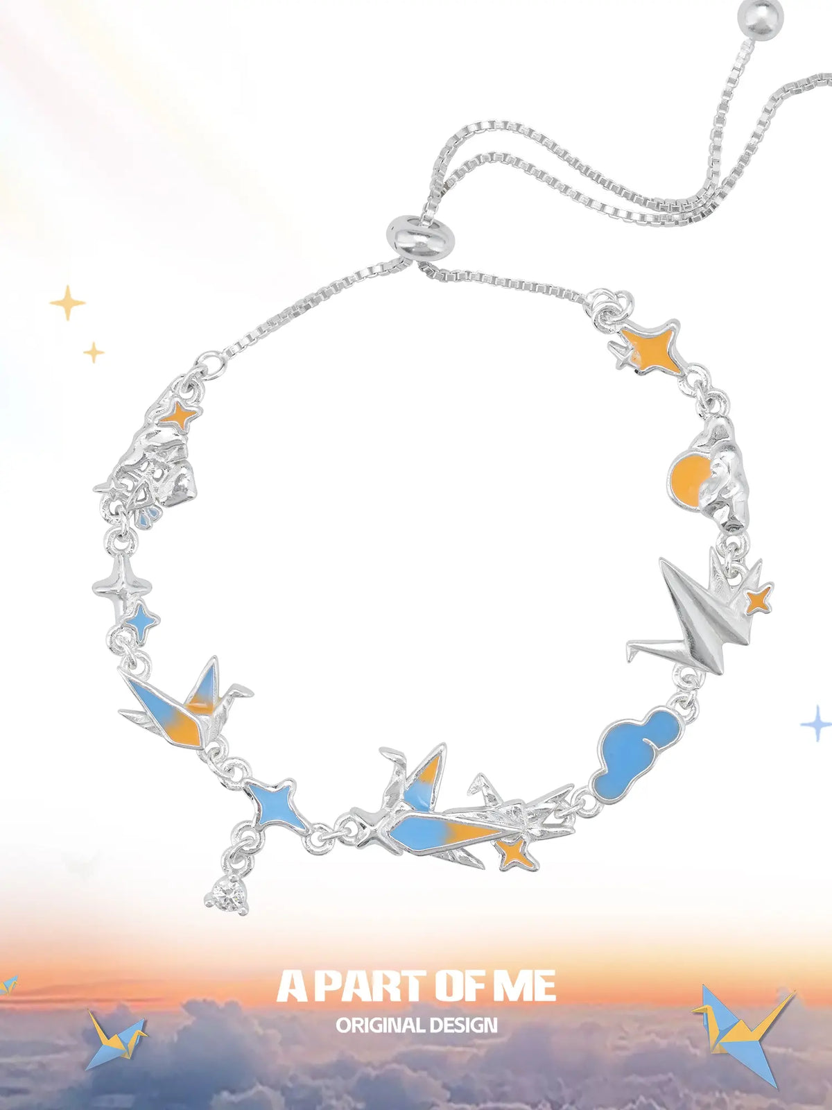 Corigami Era Multi-Color Platinum-Plated Paper Crane Pull-Through Bracelet™