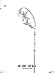 Corigami Era Platinum-Plated Design Pearl Tassel Paper Crane Ear Cuffs Ear Climbers™