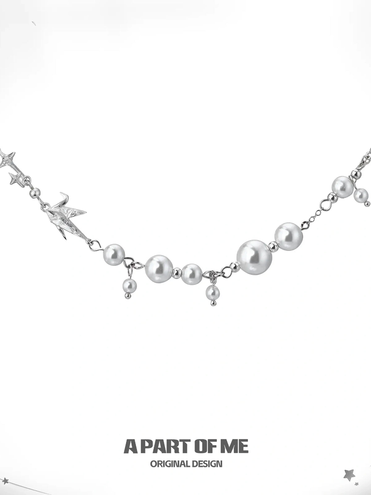 Corigami Era Platinum-Plated Pearl Paper Crane Layered Necklace™