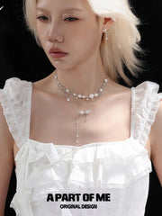 Corigami Era Platinum-Plated Pearl Paper Crane Layered Necklace™