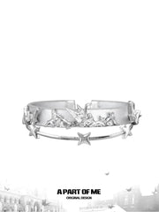 Corigami Era Platinum-plated Adjustable Paper Crane Leather Bangle Bracelet™