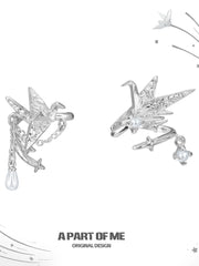 Corigami Era Platinum-plated Tassel Paper Crane Ear Cuffs™