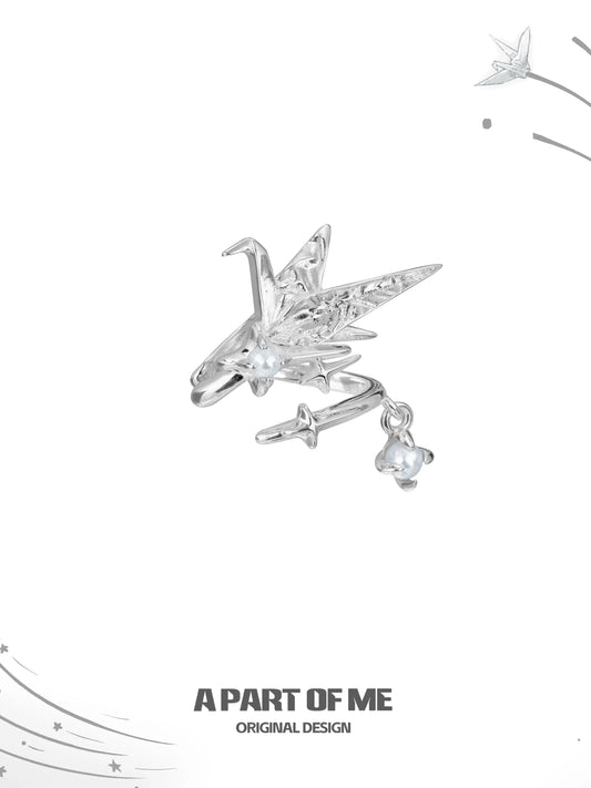 Corigami Era Platinum-plated Tassel Paper Crane Ear Cuffs™