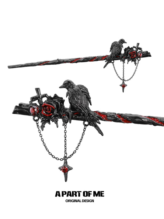 Dark Crows 18K Black Gold Plated Dark Aesthetic Bloodstain Hair Stick Hairpin™