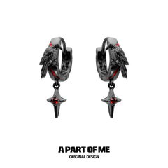 ต่างหูห่วงลายเลือดสไตล์ Dark Aesthetic เคลือบทองคำดำ 18K จาก Dark Crows™