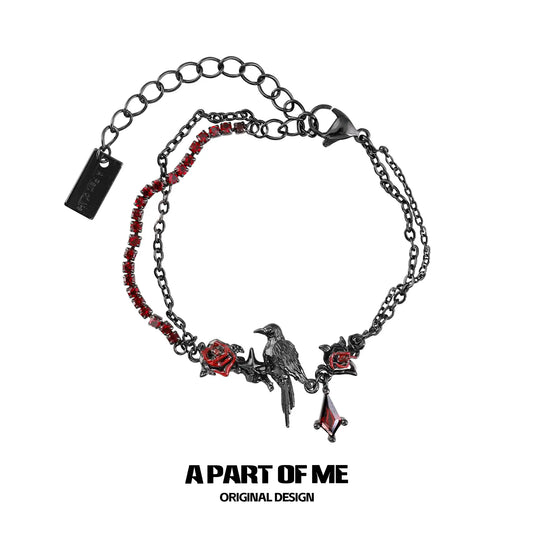 Dark Crows 18K Black Gold Plated Dark Aesthetic Double-Layer Diamond-Set Adjustable Bracelet™