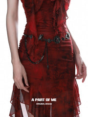 เข็มขัดลายนูน Dark Aesthetic เคลือบทองคำดำ 18K ของ Dark Crows™