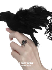 Dark Crows 925 Sterling Silver Red Zirconia Ring™