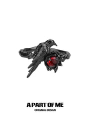 Dark Crows 925 Sterling Silver Red Zirconia Ring™
