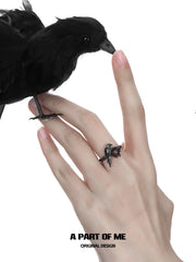 Dark Crows 925 Sterling Silver Red Zirconia Ring™