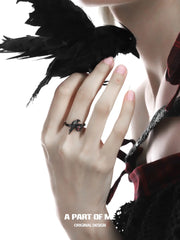 Dark Crows 925 Sterling Silver Red Zirconia Ring™