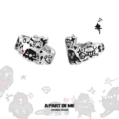 Dark Crows Graffiti Crows 18K Platinum Plated Ear Clips Earclips™