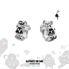 Dark Crows Graffiti Crows S925 18K Platinum Plated Asymmetrical Earrings™