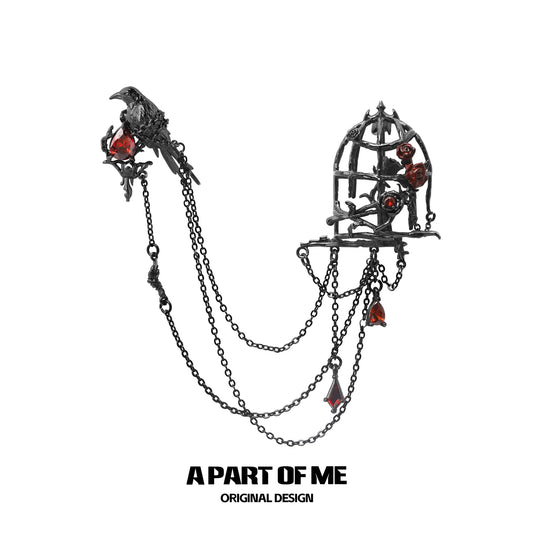 Dark Crows 18K Platinum Plating Birdcage Chain Brooches™