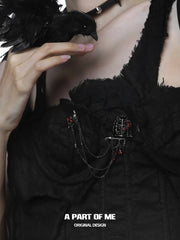 เข็มกลัดโซ่รูปกรงนกเคลือบแพลตตินัม 18K ของ Dark Crows™