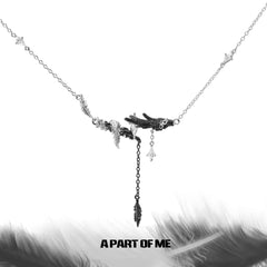 Divine Plume 18K Platinum Plated Feather Wing Pendant Choker Necklace™