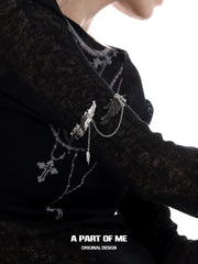 Divine Plume Dove&Crow 18K Platinum Plated Black&Silver Wings Arm Ring™