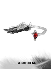 Divine Plume Sterling Silver Dove and Raven Love Black and White Feather Adjustable Ring™