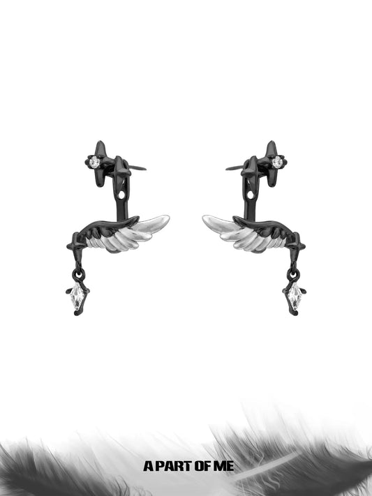 Divine Plume Sterling Silver Feather Stud Drop Earrings™