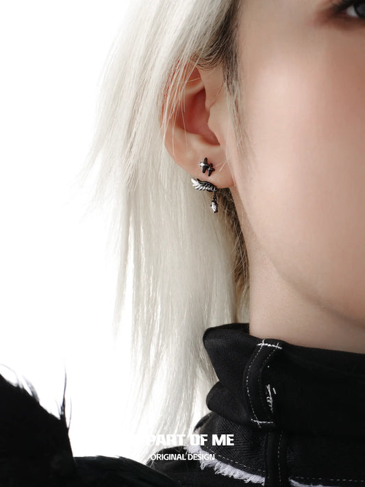Divine Plume Sterling Silver Feather Stud Drop Earrings™
