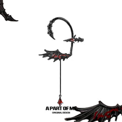 Dragon Red Moissanite 18K Black Gold Plated Dragon Wing Ear Hook Ear Clips™