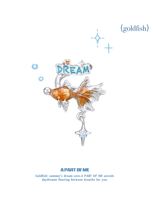 Dreamcore Goldfish Sunset Orange Sea 18k Platinum Plated Earclip Ear Clips™