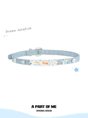 Dreamcore Goldfish Sunset Orange Sea Blue Leather Choker Necklace™