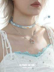 Dreamcore Goldfish Sunset Orange Sea Blue Leather Choker Necklace™
