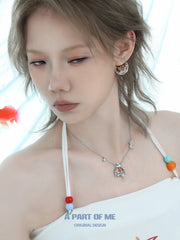 Dreamcore Goldfish Sunset Orange Sea Y2K Titanium Choker Necklace™