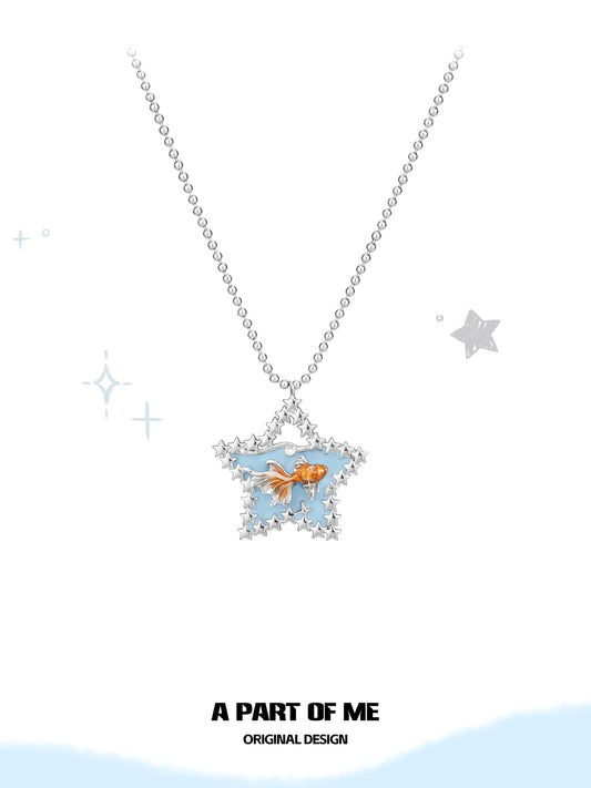 Dreamcore Goldfish Sunset Orange Sea Y2K Titanium Starfish Choker Necklace™