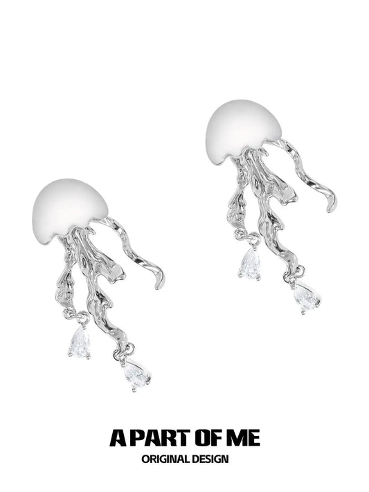 Floating Jellyfish 18K Platinum Plated Stud Earrings™