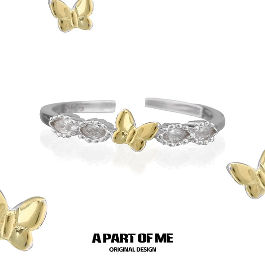 Flutter Essence S925 Sterling Silver 18K Yellow Gold Plating Adjustable opening Rings™