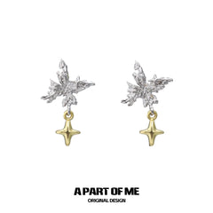 ต่างหูสตั๊ดเงินสเตอร์ลิง S925 ชุบทองคำเหลือง 18K จาก Flutter Essence™