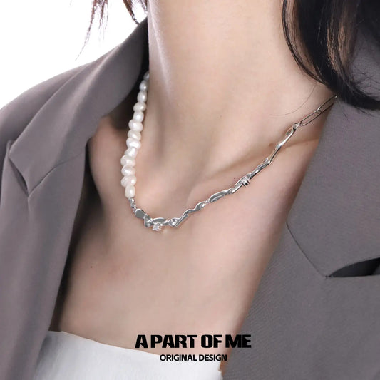 Forever Elegant 18K Platinum Plated Natural Baroque Pearl Choker Necklace™