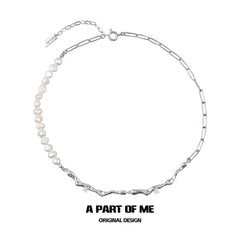 สร้อยคอโชกเกอร์ไข่มุกบาร็อคธรรมชาติชุบแพลตตินัม 18K สุดสง่างามตลอดกาล™