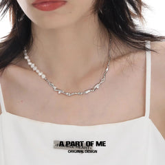 สร้อยคอโชกเกอร์ไข่มุกบาร็อคธรรมชาติชุบแพลตตินัม 18K สุดสง่างามตลอดกาล™