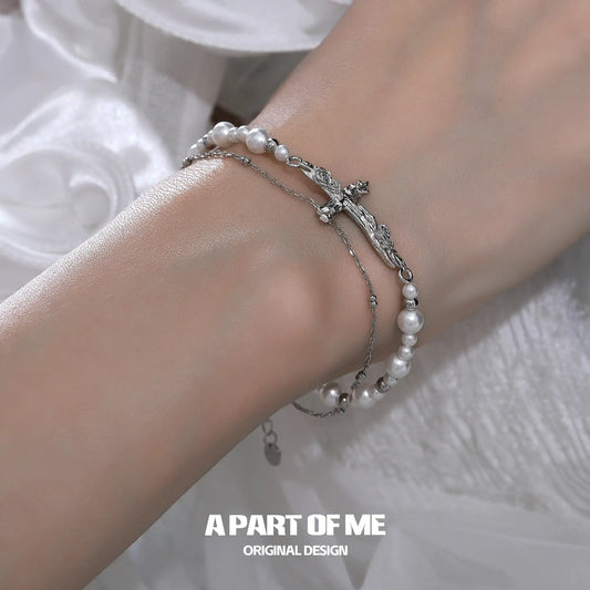 สร้อยข้อมือปรับขนาดได้ 925 เงินสเตอร์ลิงประดับมุกบาร็อคสุดสง่างามตลอดกาล™