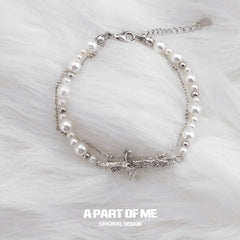 영원히 우아한 925 스털링 실버 바로크 진주 비즈 조절식 팔찌™