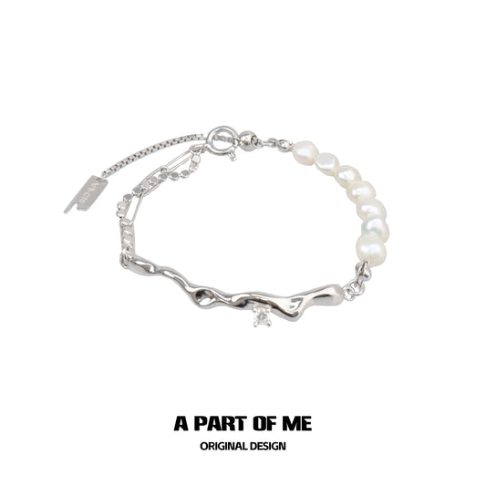 Forever Elegant 925 Sterling Silver Natural Baroque Pearl Adjustable Bracelet™