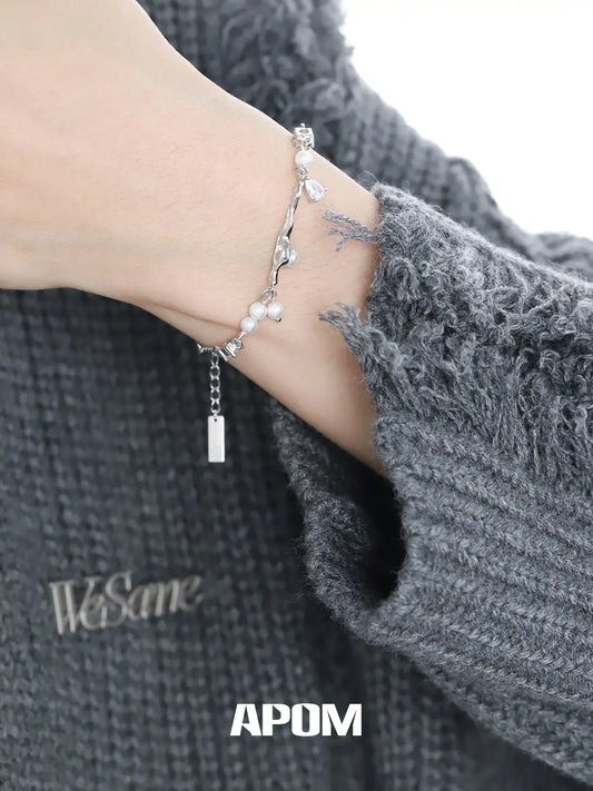 Forever Elegant 925 Sterling Silver Natural Baroque Pearl Bracelet™