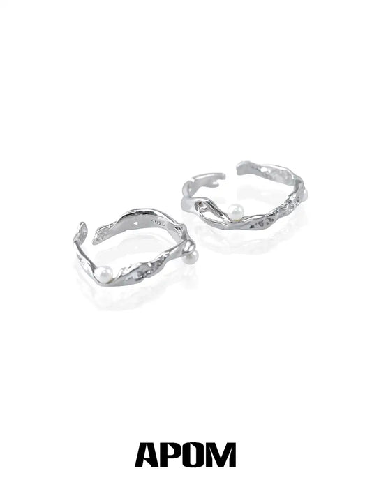 Forever Elegant 925 Sterling Silver Pearl Irregular Shaped Open Ring™