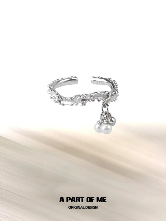 Forever Elegant 925 Sterling Silver Pearl Pendant Adjustable Open Ring™