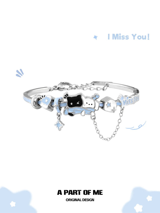 Hello Winter Platinum-Plated Kitten& Puppy Bangle™