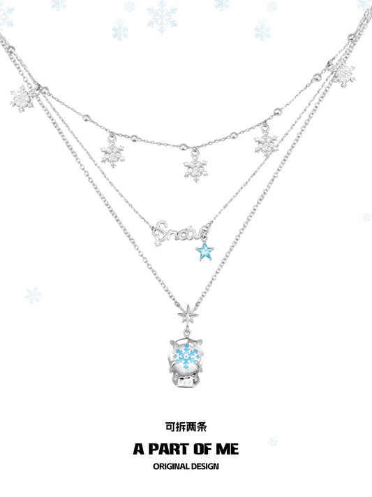 Hello Winter Platinum-Plated Snowflake Crystal Ball Pendant Necklace™