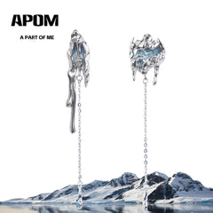 ต่างหูแบบติดพู่ไม่สมมาตรเคลือบแพลตตินัม 18K S925 จาก Ice Field™