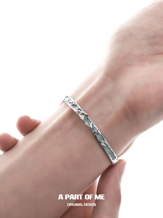 Ice Field Wave Resin 18K Platinum Plated Adjustable Open Bangle Bracelet™